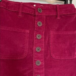 NWT SO “Vintage Wine” corduroy button front skirt Girl’s sz 8